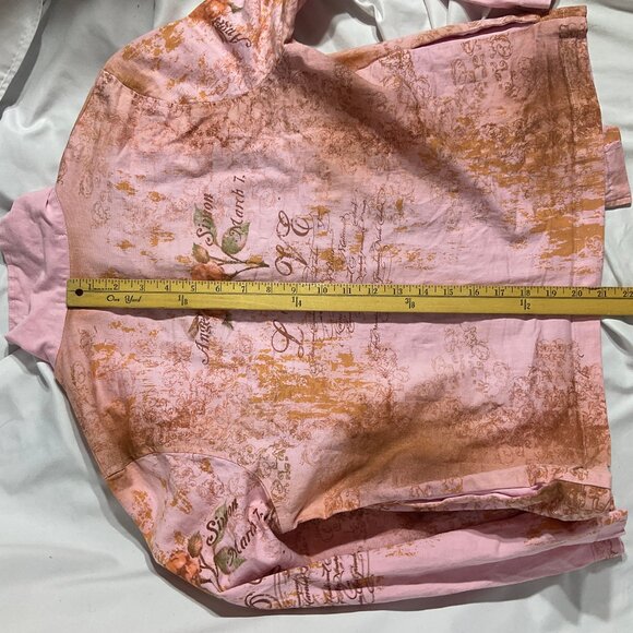 Pink Printed Sz S Button Up Jean Jacket Daniel Benjamin - Picture 11 of 12